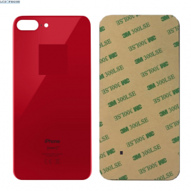 Vitre arrière iPhone 8 Plus Rouge - Avec logo + Adhésif