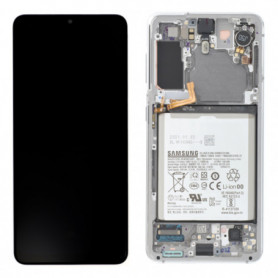 Ecran Samsung Galaxy S21 5G (G991) Blanc + Châssis + Batterie (Service Pack)