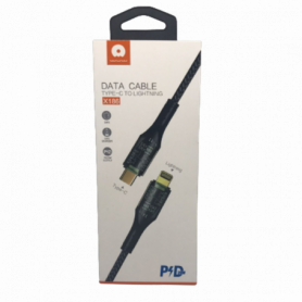 Câble USB-C / Lightning Nylon Tressé Noir - X186 (WUW)