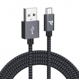Câble USB / Micro Nylon Tressé RAMPOW RAA-12 Gris/Noir - 3m
