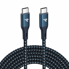 Câble USB-C / USB-C Nylon Tressé RAMPOW RAD-2 Bleu - 1m