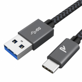 Câble USB / USB-C Nylon Tressé RAMPOW RAC-5 Gris - 1m