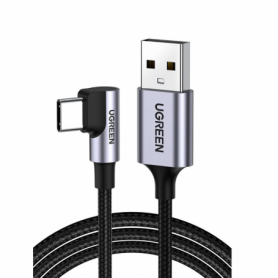 Câble USB / USB-C Coudé 90 Degrés Nylon Tressé UGREEN Noir - 1M